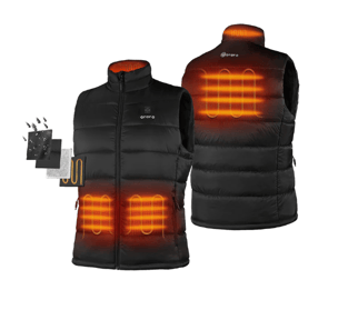 Ororo heated vest showing where heaters warm up