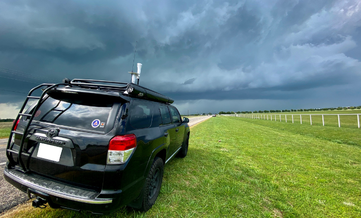 Storm chasing vehicle with Tempest attached